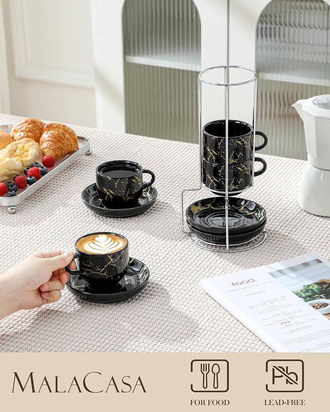 MALACASA 4 OZ Porcelain Espresso Cups - Image 3
