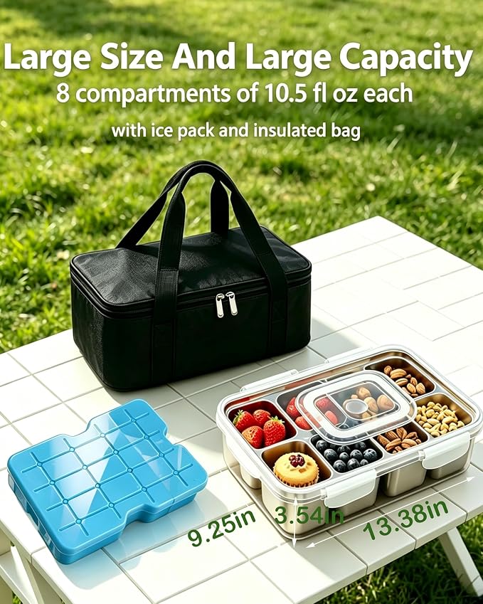 Snackle Box Container, Stainless Steel Divided Serving Tray - Image 2