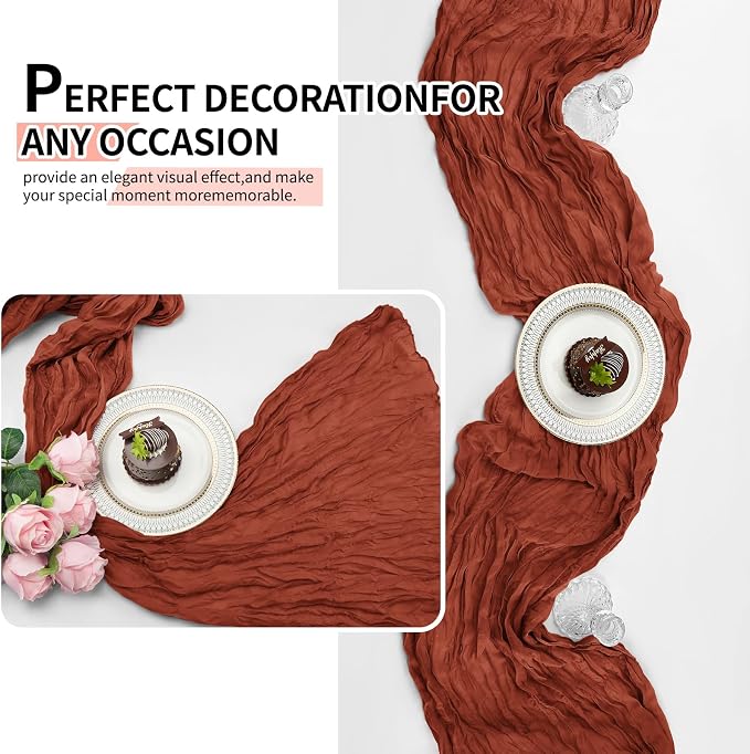 12 Pack Terracotta Cheesecloth Table Runner 10Ft, Christmas Table Runner 21.5 x - Image 5