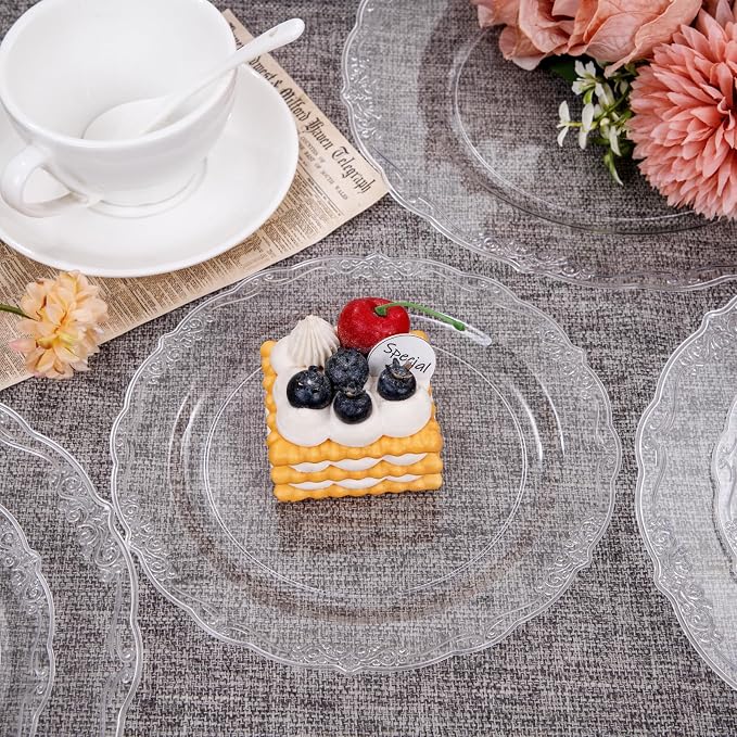 U-QE 60PCS Clear Plastic Plates - Image 5