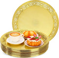 10 Pack Gold Plastic Serving Tray Bulk Lightweight Round Party Snack Serving by Unknown