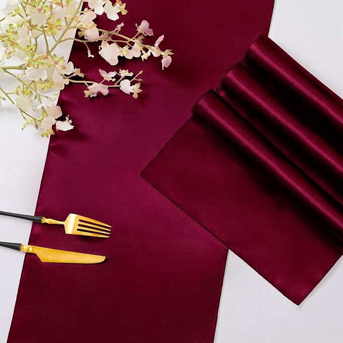 Horbaunal 2 Pack Burgundy Satin Table Runner 12 x 108 Inch | Smooth Table - Image 5