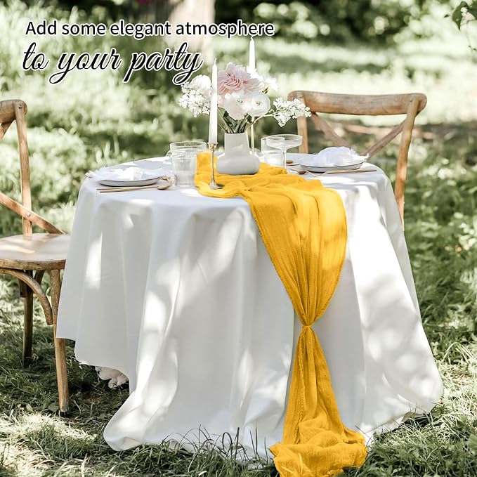 10 Pack Gold Cheesecloth Table Runner 17x108 Inch Boho Gauze Cheese Cloth Table - Image 6