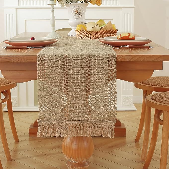 Burlap Boho Table Runner for Home Decor - Image 8