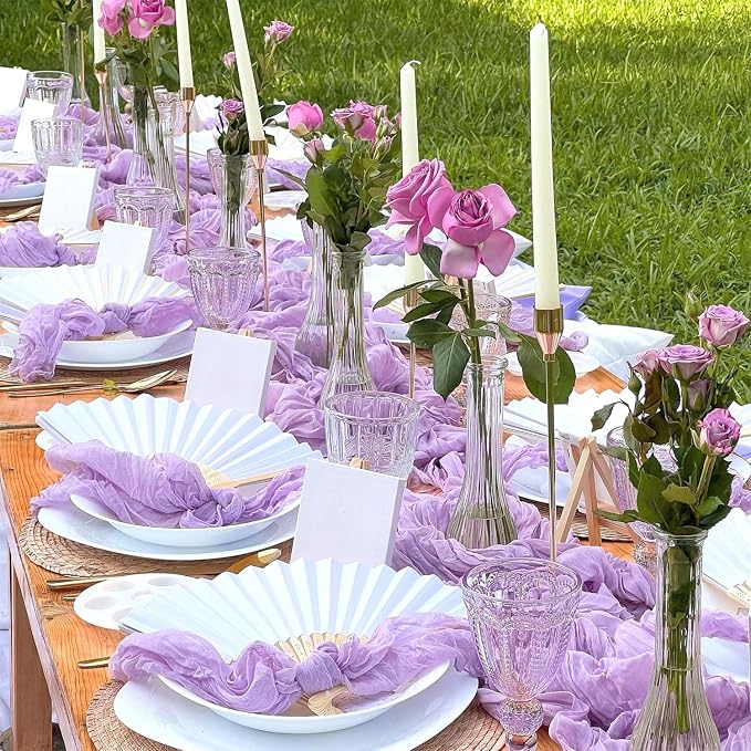 Lilac Purple Cheese Cloth Table Runner 35x120 Inch Boho Romantic 10ft Lavender - Image 2