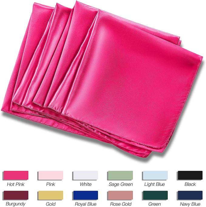 P Pothuiny 12 Pcs Hot Pink Satin Napkins 17 x 17 Inch, Satin Cloth Napkins | - Image 6