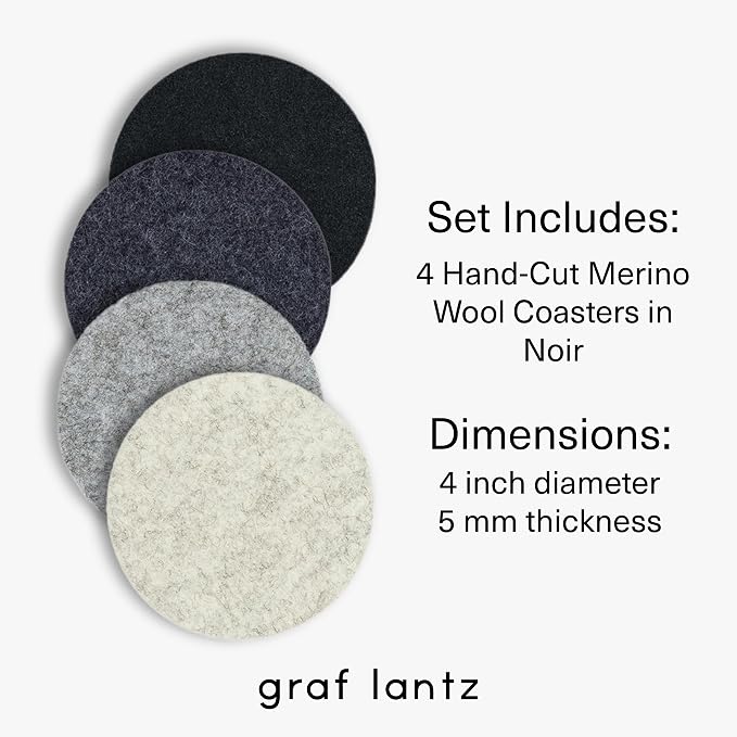 Graf Lantz - Bierfilzl Merino Wool Round Coasters Set of 4 - Noir - Absorbs 30% - Image 4