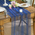 Artoid Mode Pearl Light Bule Gauze Table Runner 59x120 Inch, Seasonal Sheer by ArtoidMode