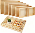 Aodaer 7 Pieces Wooden Trays, Wooden Nested Serving Trays, Rectangular Shape by Aodaer