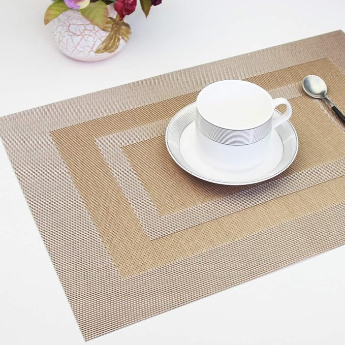 PIGCHCY Placemats Set of 6, Washable Woven Vinyl Kitchen Table Mats Non Slip - Image 5