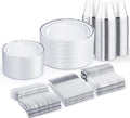 WELLIFE Silver Plates, Plastic Dinnerware Set by WELLIFE