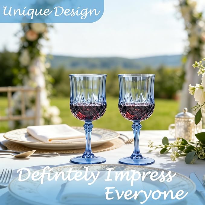 12Pack Plastic Wine Glasses, 7oz Vintage Goblets - Image 4