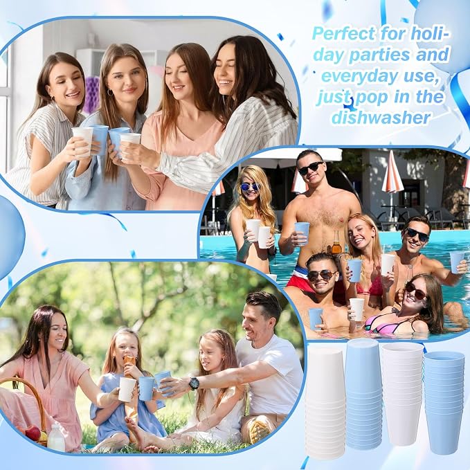 Yungyan 50 Pack 16 oz Stadium Cups Reusable Plastic Cups Blank Drink Stadium - Image 6