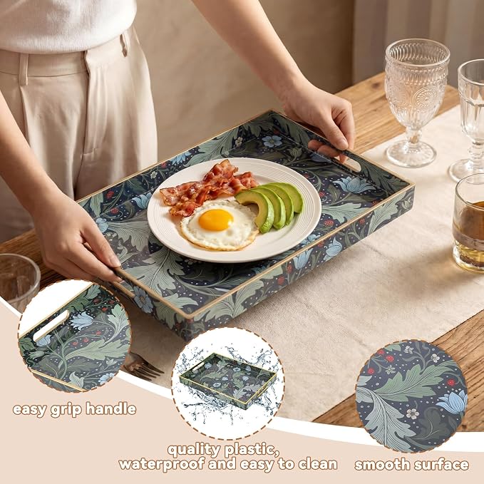 2 Pcs Serving Trays with Handle Plastic Tray - Image 3