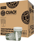 CIAO! 12oz Paper Hot Cup, Rooted Olive Print by Ciao