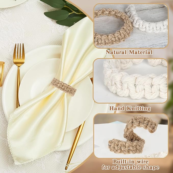 Meplait Napkin Rings Set of 12, Boho Napkins Holders Ring - Image 5