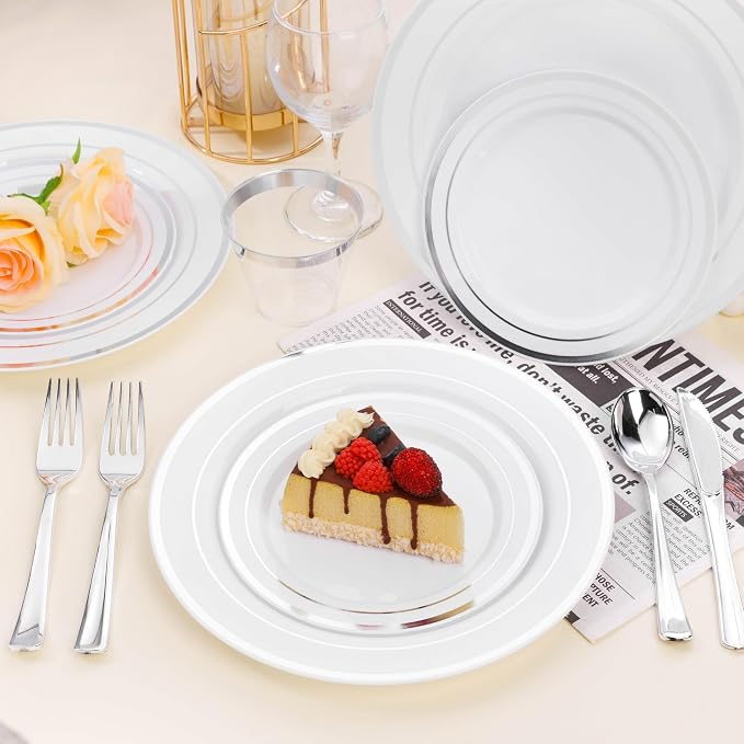 BESTSTAR 100PCS White Plastic Plates - Image 5