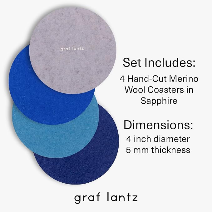 Graf Lantz - Bierfilzl Merino Wool Round Coasters Set of 4 - Sapphire - Absorbs - Image 4