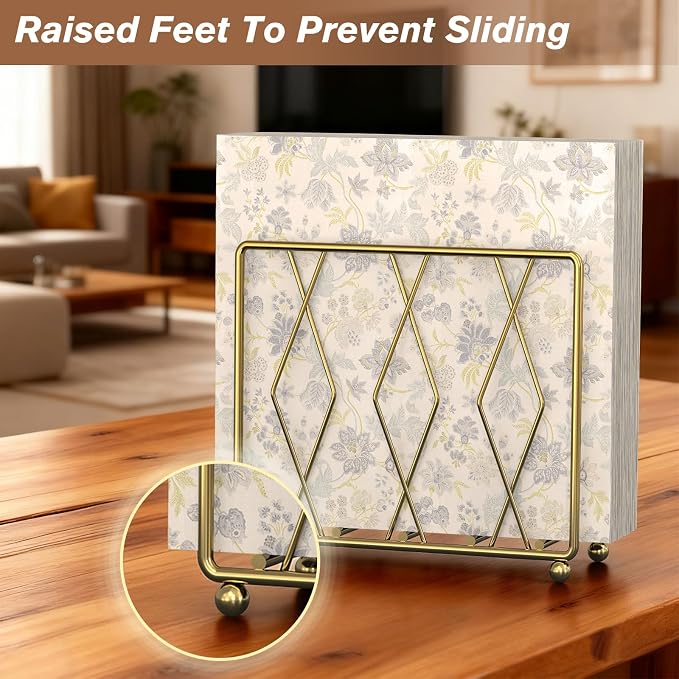 2 Pack Gold Napkin Holders for Table, Metal Set for Kitchen Counter | Two - Image 2