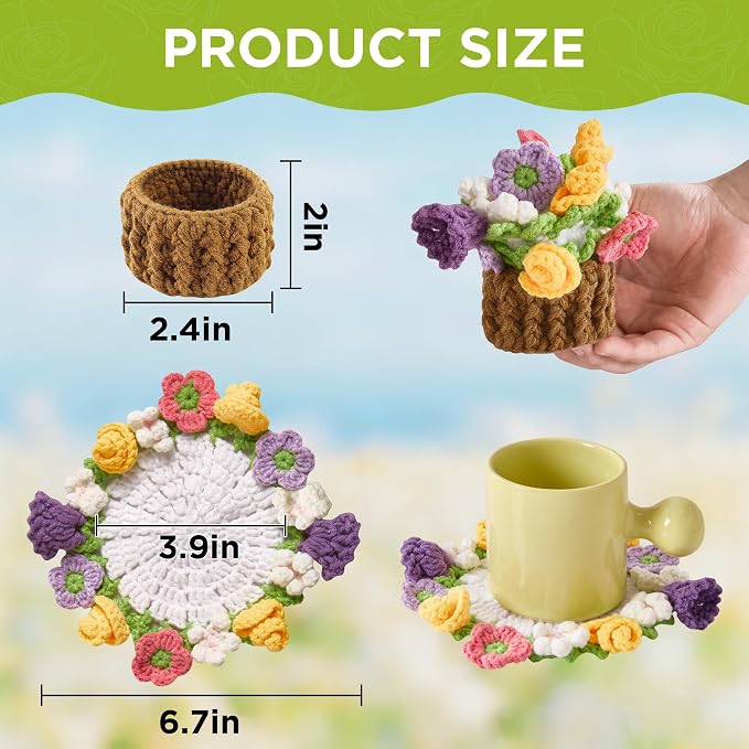 Crochet Flower Coasters, Handmade Bouquet Coasters - Image 2