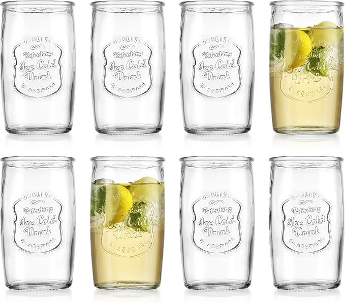 Glaver's Set of 8 Highball Glass Cups 20 OZ Stemless Tall Drinking Glasses - Image 2