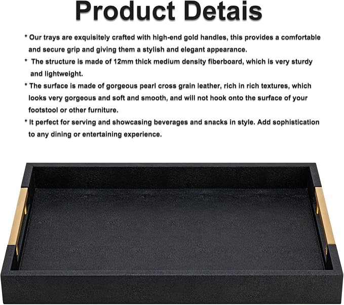 Black Faux Leather Large Square Tray - Image 6