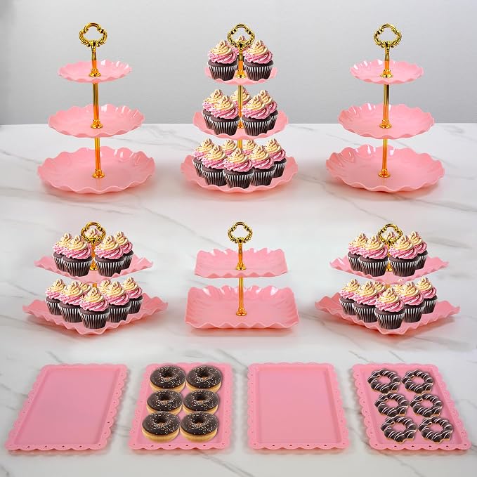 Pack of 11 NWK Cake Stand Set of Cupcake Stand, Tray & Table Cloth | Includes 3 - Image 2