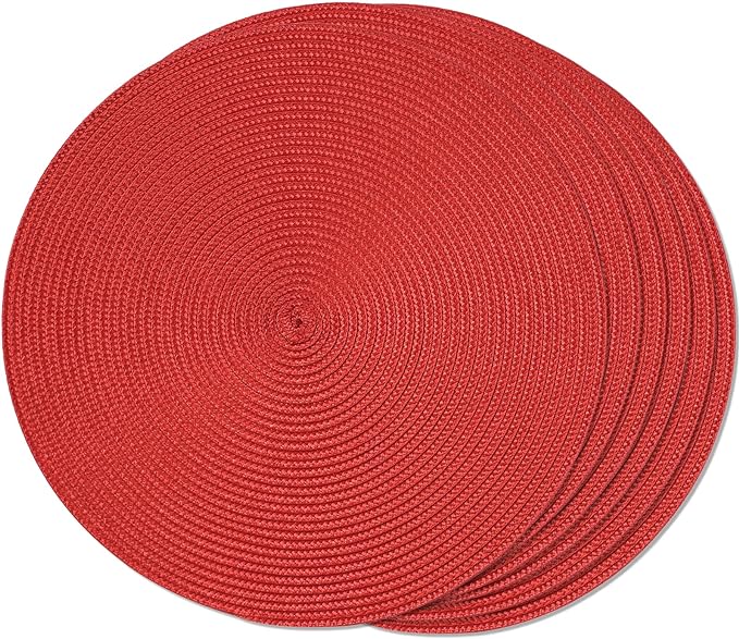 FunWheat Round Braided Placemats Set of 6 Table Mats by FunWheat