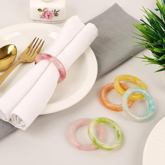 Epoxy Resin Napkin Rings, Pastel | Smooth polished finish, farmhouse modern - Image 2