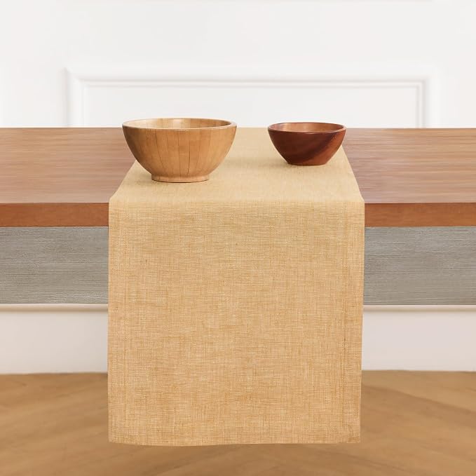 Solino Home 100% Pure Linen Table Runner Golden Nugget, Athena 14 x 120 in | - Image 2