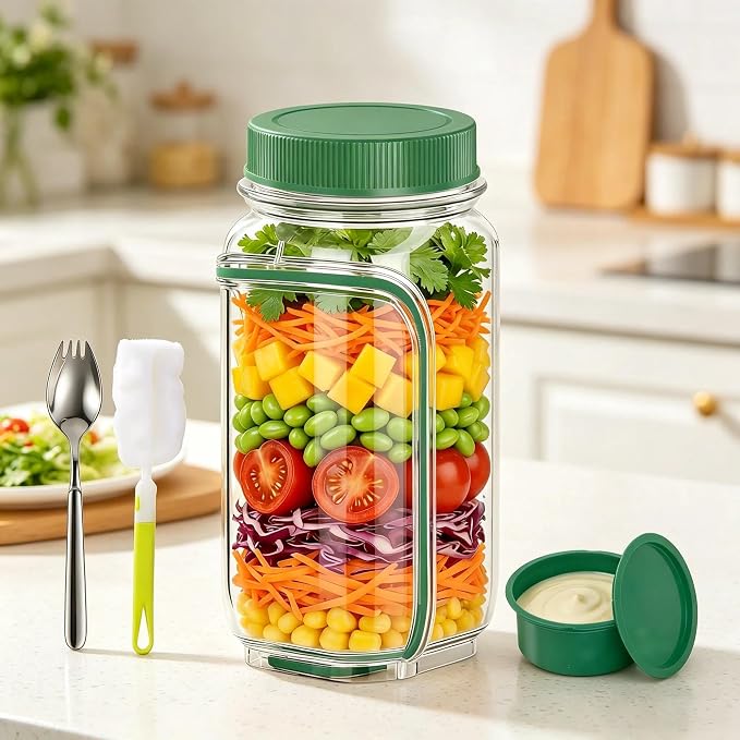 35oz Green Mason Jar with Airtight Lid - 1000ml by Unknown
