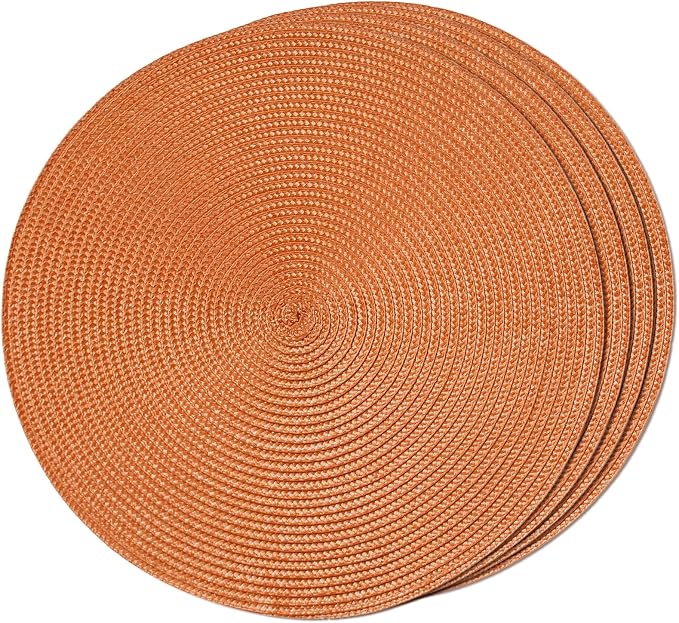 FunWheat Round Braided Placemats Set of 4 Table Mats by FunWheat