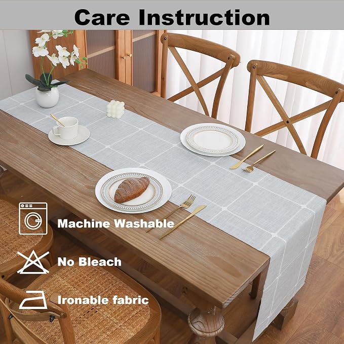 Gernaice 2PCS Boho Table Runner, Modern Plaid Cotton Linen Farmhouse Table - Image 5