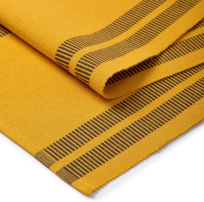Encasa XO Table Runner, Yarn Dyed Ribbed Cotton 13"x120" | Ladder Yellow - Image 5