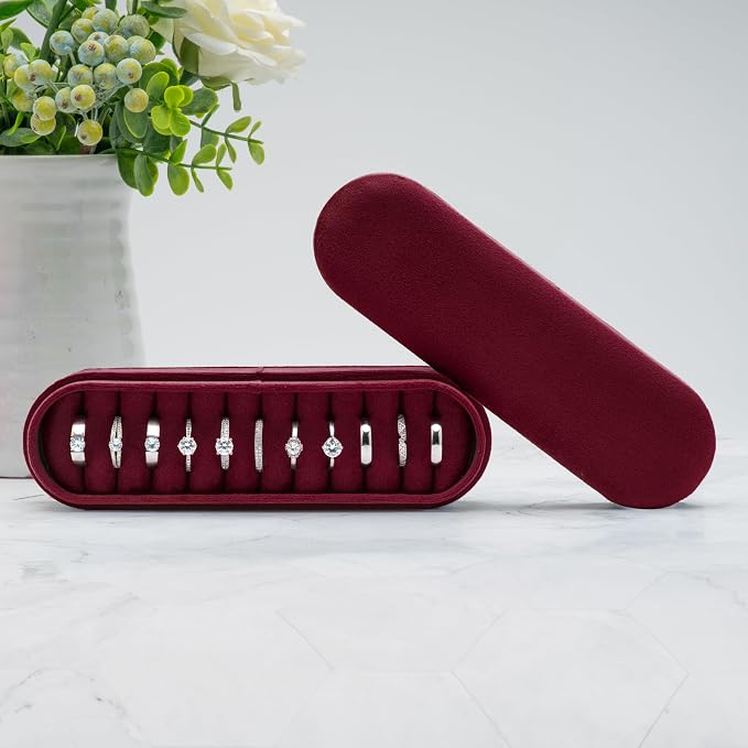 Velvet Small Multiple Ring Box Portable Organizer Display Storage | Travel Case - Image 6