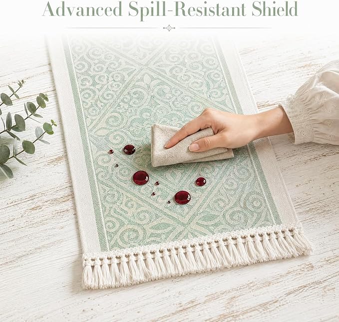 14x72 Damask Table Runner Waterproof French Vintage Dresser Scarf | Tired of a - Image 3