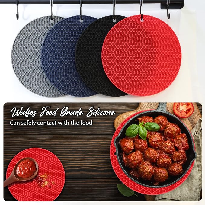 4 Pack Silicone Trivet for Hot Dishes | Heat Resistant Silicone Pot Holders for - Image 6