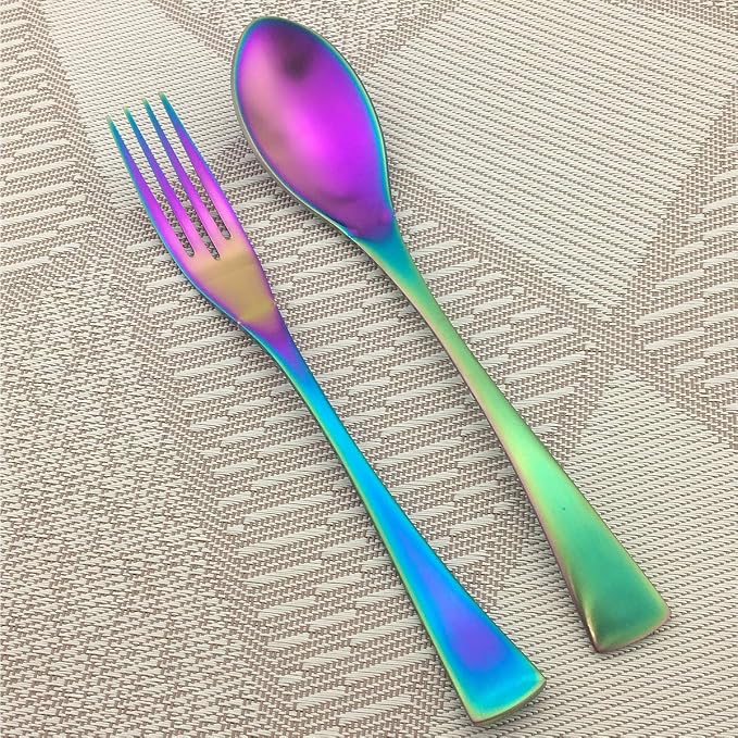 Rainbow Silverware Set, 6-Piece Stainless Steel Flatware Set Service - Image 3