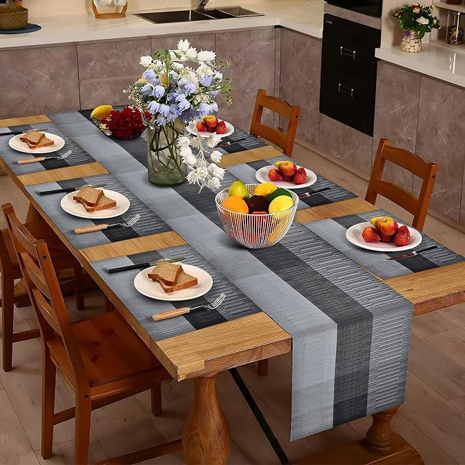 Aofmee Table Runner and Placemats Set of 6 Washable, Heat Resistant Place Mats - Image 2