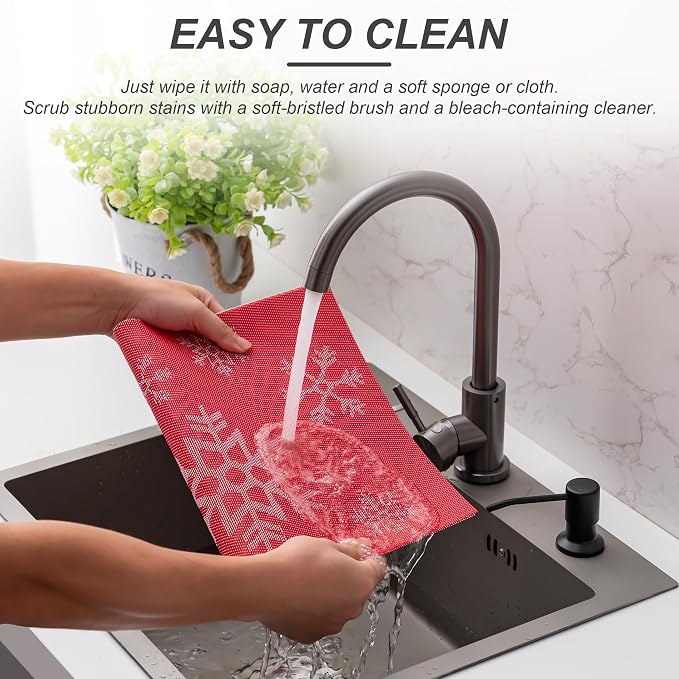 Placemats Set of 6 Washable Indoor | Outdoor Vinyl Place Mats - Image 4