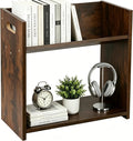 Desktop Bookshelf, 2 Tier Desk Shelf Organizer, Wood Office Tabletop Bookcase by Yubamin