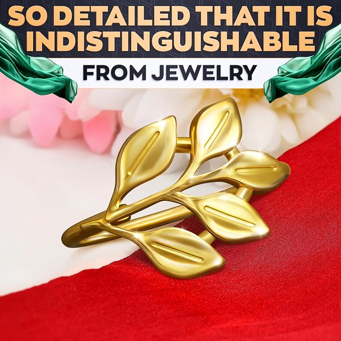 20 Pcs Gold Napkin Rings with Leaf Design, 1.38 Inch Inner Diameter | - Image 7