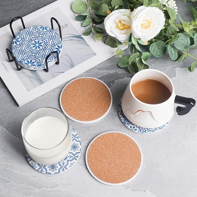 Coasters with Holder, Absorbent Coaster Sets of 6 - Image 4