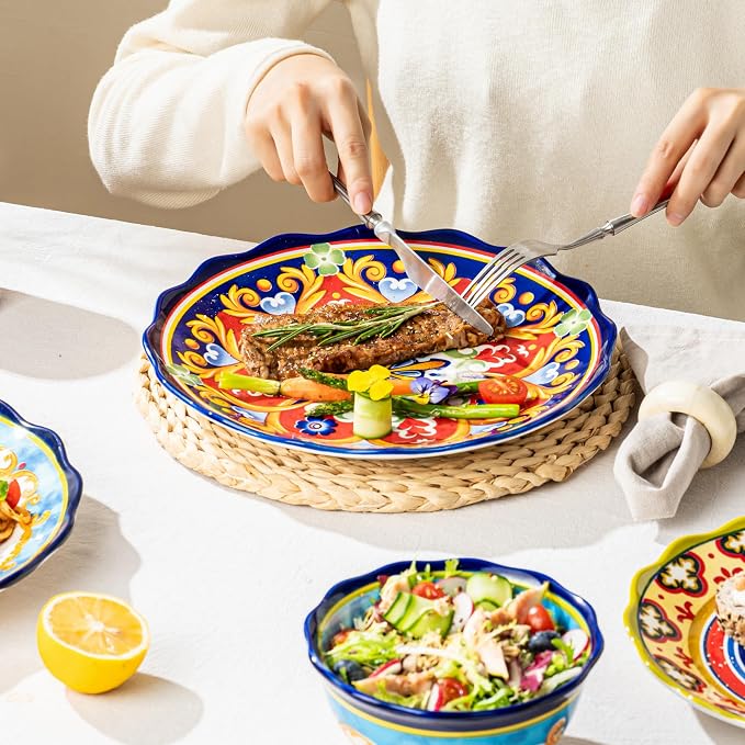 UNICASA Ceramic Dessert Plate Set of 4, 9 Inch Snack Plates - Image 6