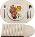 Placemats for Dining Table Set of 8 Non-Slip, Heat Resistant Oval Leather by Delicateandelegantplacemats