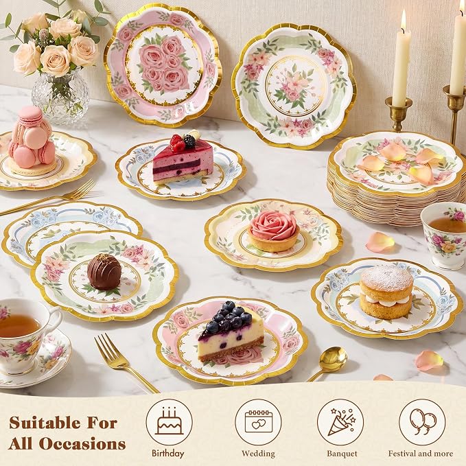 120 Pcs 6 Inch Floral Paper Plates - Image 5