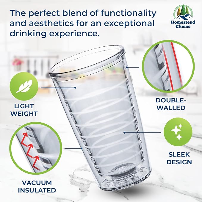 Homestead Choice Insulated Drinking Glasses 16oz 2-pack - Image 3