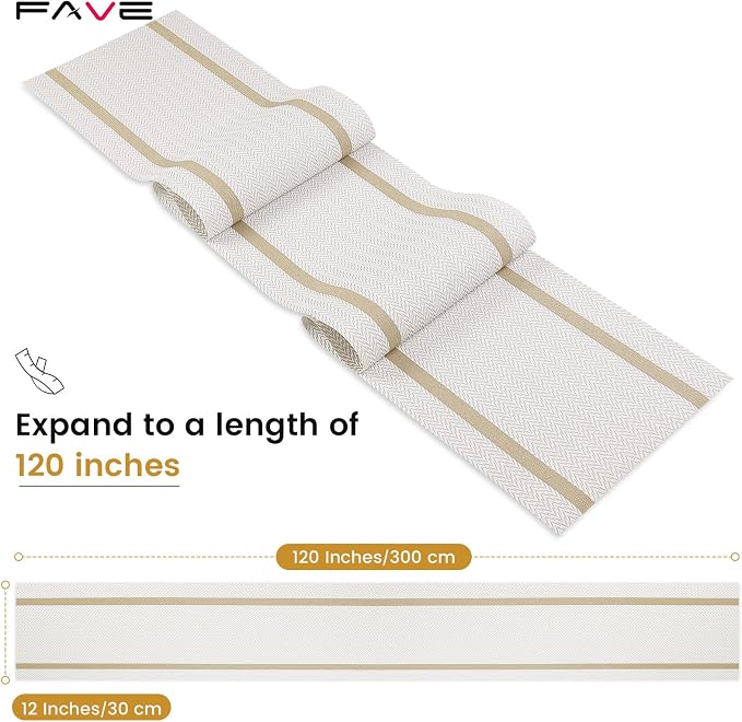 FAVE 4-Pack Woven Vinyl Table Runners, 120x12 Inch White - Image 3