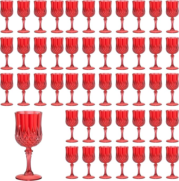 7OZ Plastic Wine Glasses, Reusable Vintage Goblets Unbreakable Drinking Glasses by Unknown