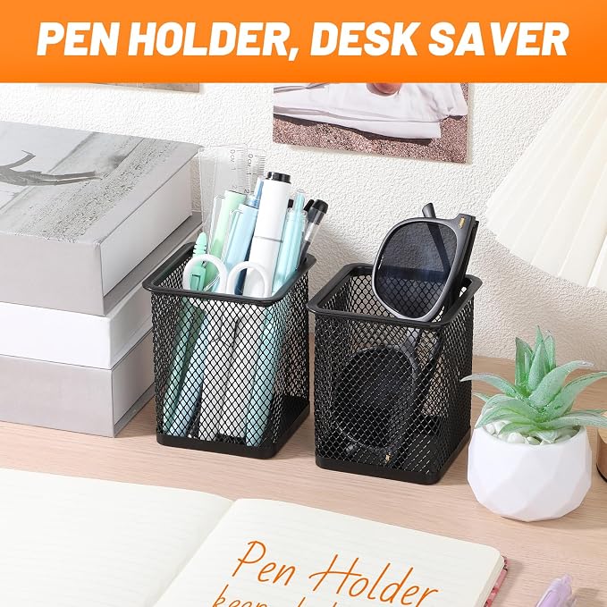 Segarty Square Pen Holder, 3 Pack Black Pen Holder - Image 5